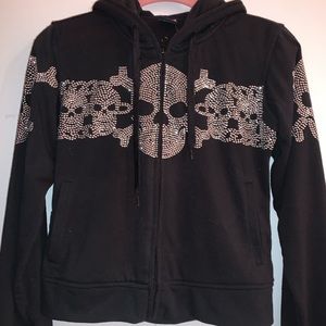 Silver Studded Skull Sweatshirt